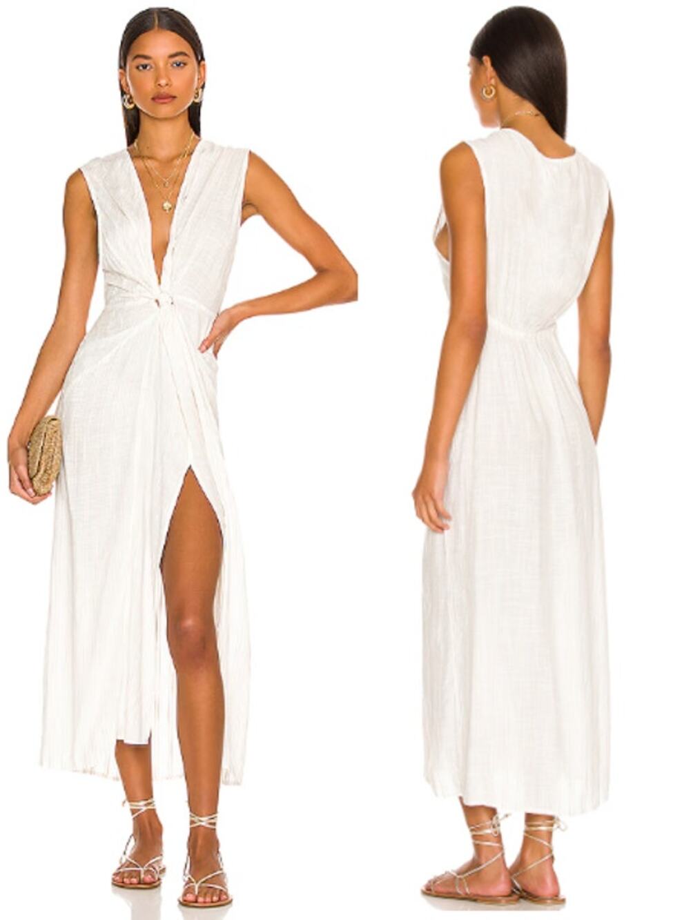 NWT L*Space Down The Line Beachwear Knot Front Cover-Up Cream Womens Size Medium